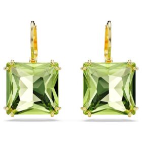 Pendientes colgantes Millenia de corte cuadrado, verdes, chapados en tono dorado