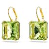 Pendientes colgantes Millenia de corte cuadrado, verdes, chapados en tono dorado