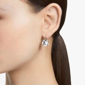 Pendientes colgantes Millenia de corte redondo, blancos, chapados en rodio