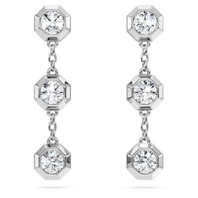 Pendientes colgantes octogonales con diamantes cultivados en laboratorio de 0,6 ct en total, forma redonda, plata esterlina