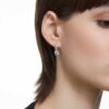 Pendientes colgantes Stilla de corte redondo, blancos, chapados en rodio