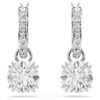 Pendientes colgantes Stilla de corte redondo, blancos, chapados en rodio