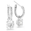 Pendientes colgantes Stilla de corte redondo, blancos, chapados en rodio
