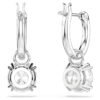 Pendientes colgantes Stilla de corte redondo, blancos, chapados en rodio
