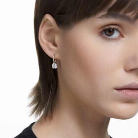 Pendientes colgantes Stilla de corte redondo, blancos, chapados en tono dorado