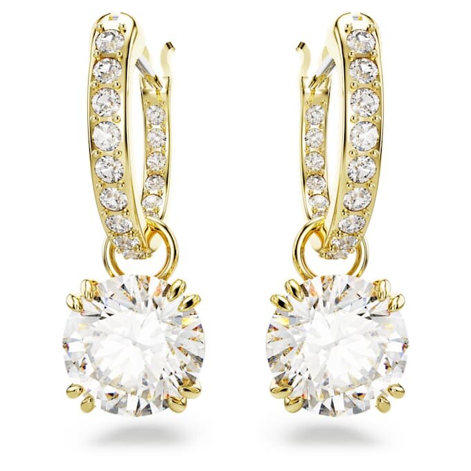 Pendientes colgantes Stilla de corte redondo, blancos, chapados en tono dorado Pendientes colgantes Stilla de corte redondo, blancos, chapados en tono dorado
