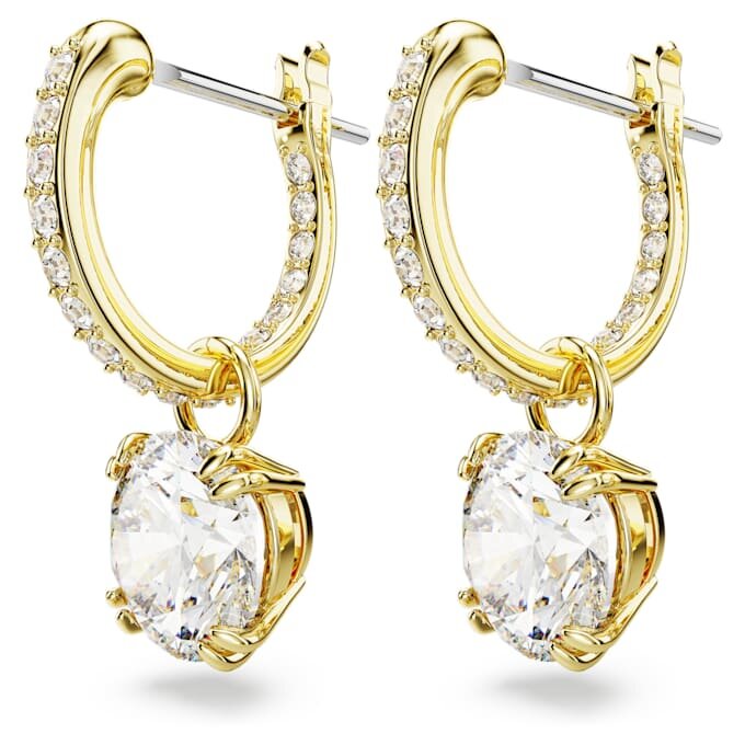 Pendientes colgantes Stilla de corte redondo, blancos, chapados en tono dorado Pendientes colgantes Stilla de corte redondo, blancos, chapados en tono dorado