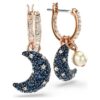 Pendientes colgantes Sublima con perlas de cristal, diseño asimétrico, luna, multicolores, chapados en tono oro rosa Pendientes colgantes Sublima con perlas de cristal, diseño asimétrico, luna, multicolores, chapados en tono oro rosa