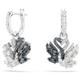 Pendientes colgantes Swan Swan, negro, acabado de metales mixtos