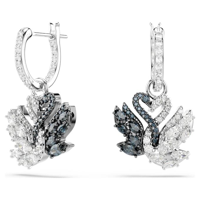 Pendientes colgantes Swan Swan, negro, acabado de metales mixtos Pendientes colgantes Swan Swan, negro, acabado de metales mixtos