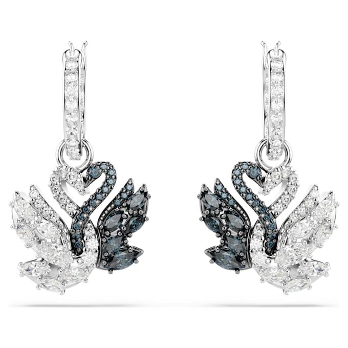 Pendientes colgantes Swan Swan, negro, acabado de metales mixtos Pendientes colgantes Swan Swan, negro, acabado de metales mixtos