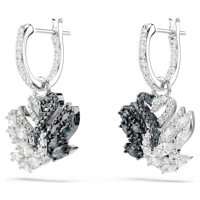 Pendientes colgantes Swan Swan, negro, acabado de metales mixtos Pendientes colgantes Swan Swan, negro, acabado de metales mixtos