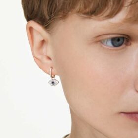 Pendientes colgantes Symbolica con forma de ojo, multicolores, chapados en tono oro rosa