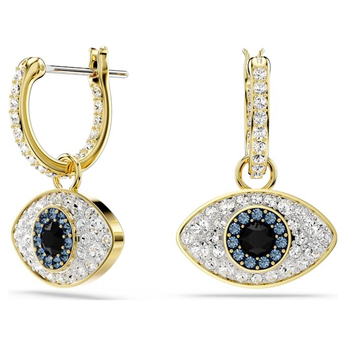 Pendientes colgantes Symbolica «Ojo del mal», azul, chapados en tono dorado Pendientes colgantes Symbolica «Ojo del mal», azul, chapados en tono dorado