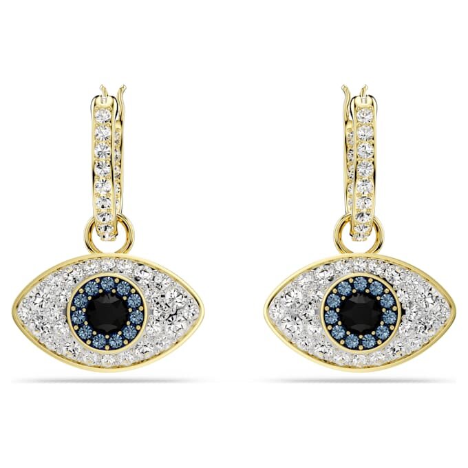 Pendientes colgantes Symbolica «Ojo del mal», azul, chapados en tono dorado Pendientes colgantes Symbolica «Ojo del mal», azul, chapados en tono dorado