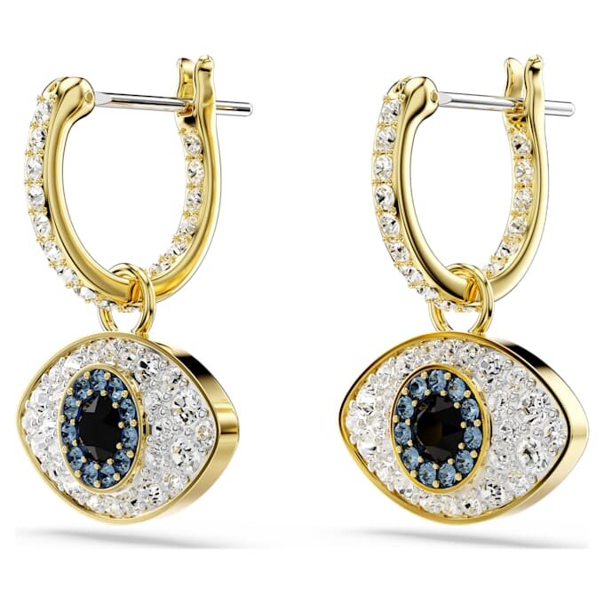 Pendientes colgantes Symbolica «Ojo del mal», azul, chapados en tono dorado Pendientes colgantes Symbolica «Ojo del mal», azul, chapados en tono dorado