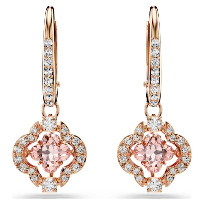 Pendientes colgantes Una «Clover», rosa, chapados en tono oro rosa Pendientes colgantes Una «Clover», rosa, chapados en tono oro rosa