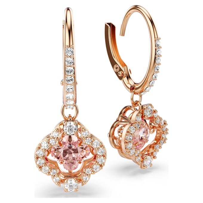 Pendientes colgantes Una «Clover», rosa, chapados en tono oro rosa Pendientes colgantes Una «Clover», rosa, chapados en tono oro rosa