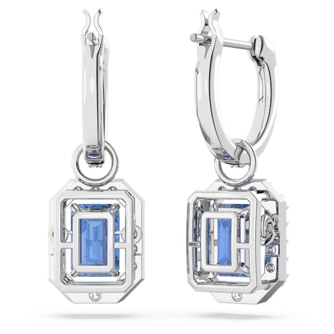 Pendientes colgantes Una con corte octogonal, azules, chapados en rodio Pendientes colgantes Una con corte octogonal, azules, chapados en rodio