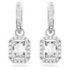 Pendientes colgantes Una con corte octogonal, blancos, chapados en rodio Pendientes colgantes Una con corte octogonal, blancos, chapados en rodio