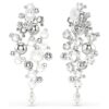 Pendientes Constella con perla de cristal, corte redondo, blancos, chapados en rodio Pendientes Constella con perla de cristal, corte redondo, blancos, chapados en rodio