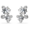 Pendientes Constella de corte redondo, blancos, chapados en rodio