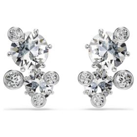 Pendientes Constella de corte redondo, blancos, chapados en rodio