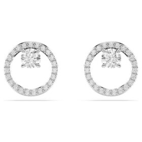 Pendientes Constella de corte redondo, blancos, chapados en rodio
