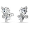 Pendientes Constella de corte redondo, blancos, chapados en rodio