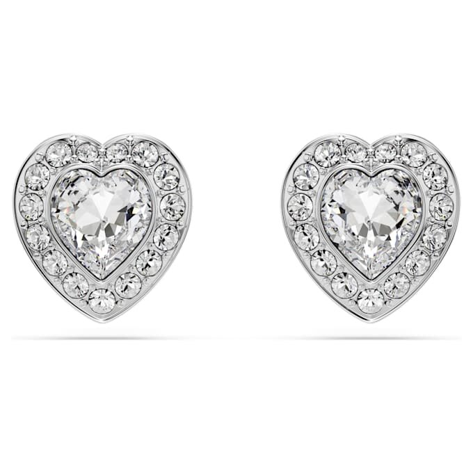 Pendientes de Ariana Grande x Swarovski con cortes mixtos, forma de corazón, blancos, chapados en rodio Pendientes de Ariana Grande x Swarovski con cortes mixtos, forma de corazón, blancos, chapados en rodio
