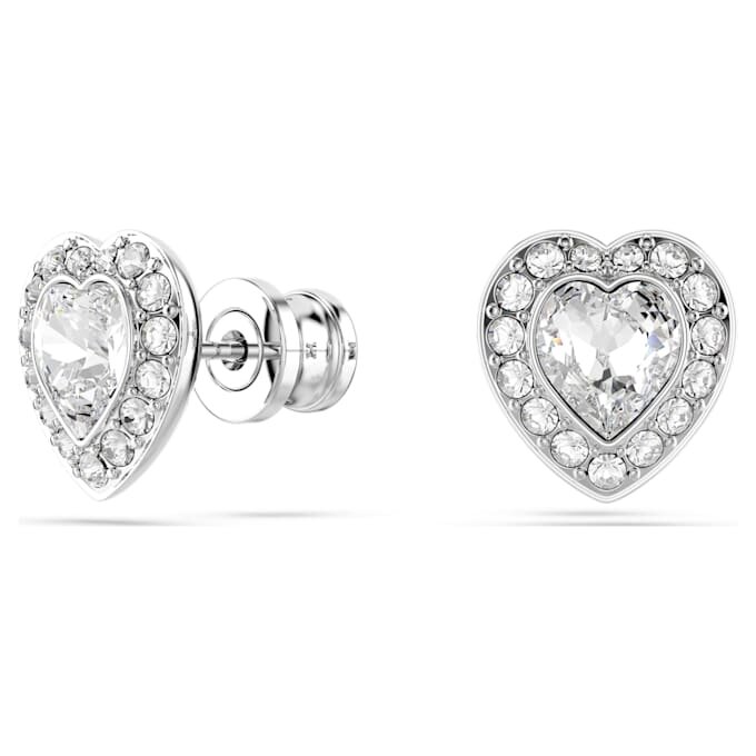 Pendientes de Ariana Grande x Swarovski con cortes mixtos, forma de corazón, blancos, chapados en rodio Pendientes de Ariana Grande x Swarovski con cortes mixtos, forma de corazón, blancos, chapados en rodio