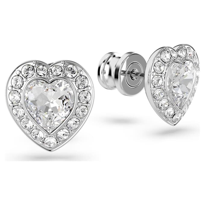 Pendientes de Ariana Grande x Swarovski con cortes mixtos, forma de corazón, blancos, chapados en rodio Pendientes de Ariana Grande x Swarovski con cortes mixtos, forma de corazón, blancos, chapados en rodio