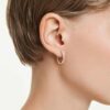 Pendientes de aro Dextera con forma octogonal, corte redondo, pequeños, blancos, chapados en tono oro rosa Pendientes de aro Dextera con forma octogonal, corte redondo, pequeños, blancos, chapados en tono oro rosa