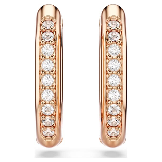 Pendientes de aro Dextera con forma octogonal, corte redondo, pequeños, blancos, chapados en tono oro rosa Pendientes de aro Dextera con forma octogonal, corte redondo, pequeños, blancos, chapados en tono oro rosa