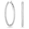 Pendientes de aro Dextera con pavé, grandes, blancos, chapados en rodio Pendientes de aro Dextera con pavé, grandes, blancos, chapados en rodio