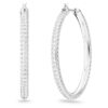 Pendientes de aro Dextera con pavé, grandes, blancos, chapados en rodio Pendientes de aro Dextera con pavé, grandes, blancos, chapados en rodio