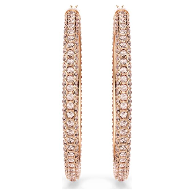 Pendientes de aro Dextera con pavé, grandes, blancos, chapados en tono oro rosa Pendientes de aro Dextera con pavé, grandes, blancos, chapados en tono oro rosa