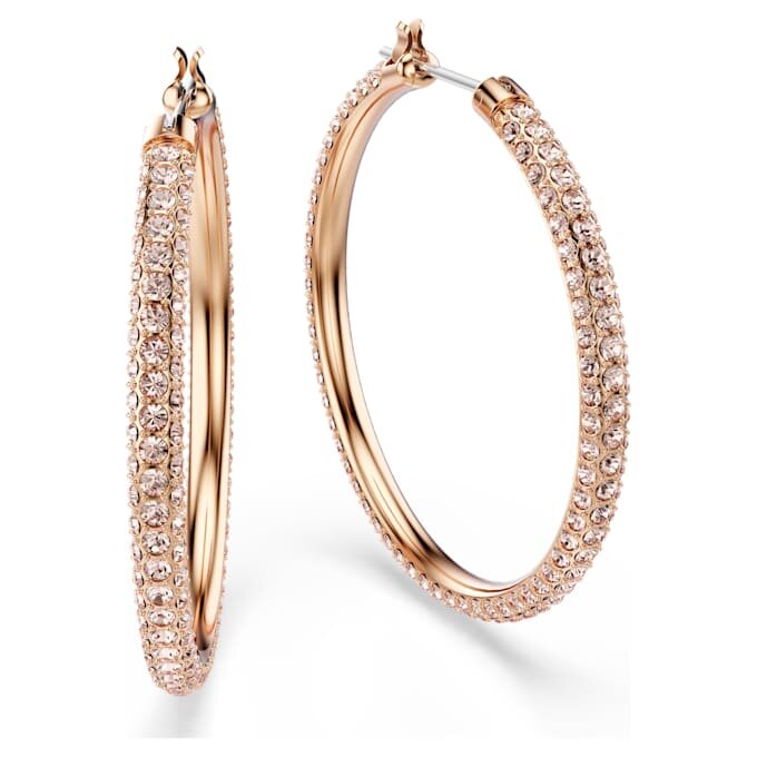 Pendientes de aro Dextera con pavé, grandes, blancos, chapados en tono oro rosa Pendientes de aro Dextera con pavé, grandes, blancos, chapados en tono oro rosa