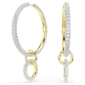 Pendientes de aro Dextera, corte redondo, blancos, chapados en tono dorado Pendientes de aro Dextera, corte redondo, blancos, chapados en tono dorado