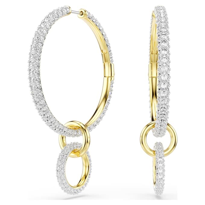 Pendientes de aro Dextera, corte redondo, blancos, chapados en tono dorado Pendientes de aro Dextera, corte redondo, blancos, chapados en tono dorado
