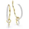 Pendientes de aro Dextera, corte redondo, blancos, chapados en tono dorado Pendientes de aro Dextera, corte redondo, blancos, chapados en tono dorado