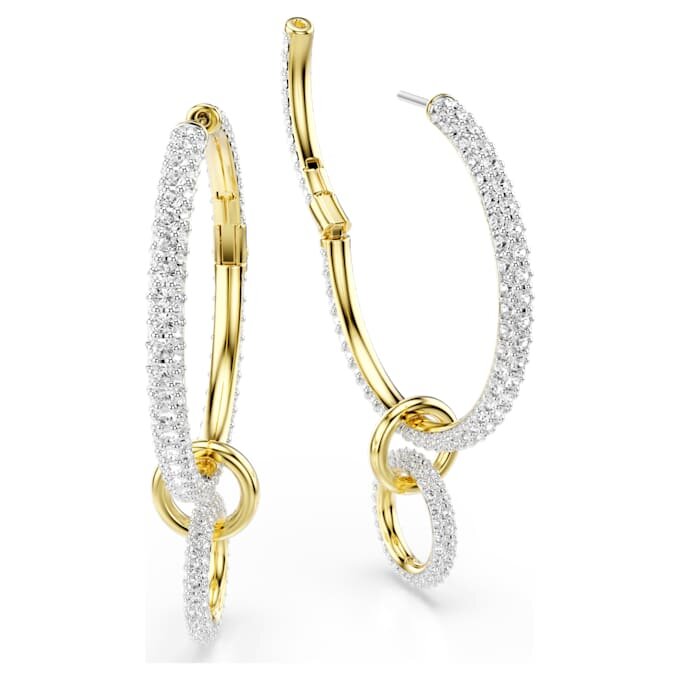 Pendientes de aro Dextera, corte redondo, blancos, chapados en tono dorado Pendientes de aro Dextera, corte redondo, blancos, chapados en tono dorado