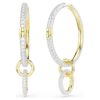 Pendientes de aro Dextera, corte redondo, blancos, chapados en tono dorado Pendientes de aro Dextera, corte redondo, blancos, chapados en tono dorado