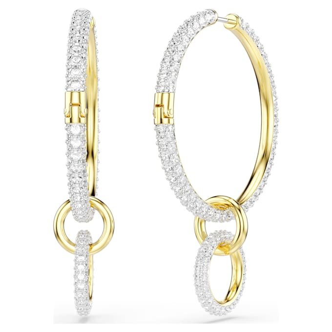 Pendientes de aro Dextera, corte redondo, blancos, chapados en tono dorado Pendientes de aro Dextera, corte redondo, blancos, chapados en tono dorado