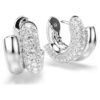 Pendientes de aro Dextera, corte redondo, mini, blancos, chapados en rodio