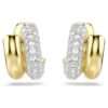 Pendientes de aro Dextera, corte redondo, mini, blancos, chapados en tono dorado Pendientes de aro Dextera, corte redondo, mini, blancos, chapados en tono dorado