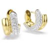 Pendientes de aro Dextera, corte redondo, mini, blancos, chapados en tono dorado Pendientes de aro Dextera, corte redondo, mini, blancos, chapados en tono dorado