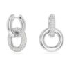 Pendientes de aro Dextera, diseño asimétrico, anillos entrelazados, blancos, chapados en rodio Pendientes de aro Dextera, diseño asimétrico, anillos entrelazados, blancos, chapados en rodio