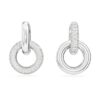 Pendientes de aro Dextera, diseño asimétrico, anillos entrelazados, blancos, chapados en rodio Pendientes de aro Dextera, diseño asimétrico, anillos entrelazados, blancos, chapados en rodio