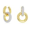 Pendientes de aro Dextera, diseño asimétrico, aro entrelazado, blanco, chapado en tono dorado Pendientes de aro Dextera, diseño asimétrico, aro entrelazado, blanco, chapado en tono dorado